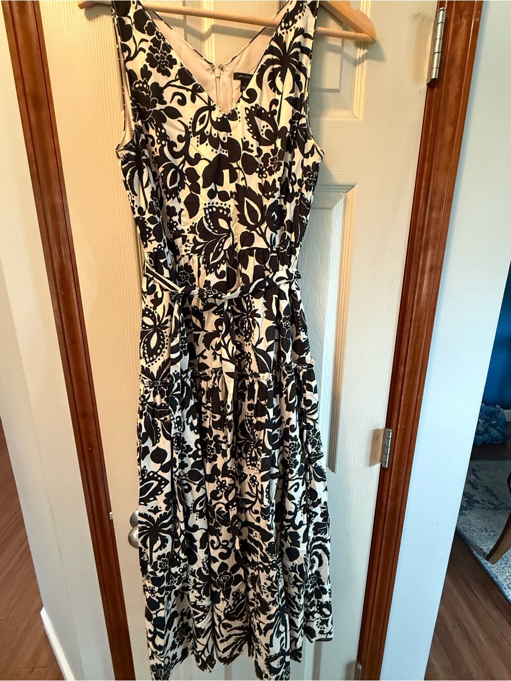 Ann Taylor Black and White Floral Maxi Dress